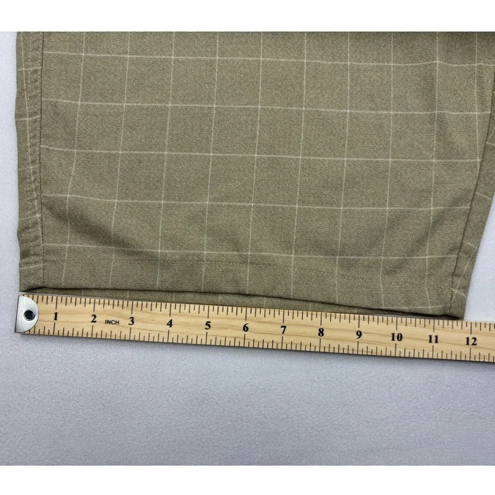 ONeill Hybrid Shorts Mens 36 Khaki Windowpane Grid Check Walk Board Shorts Swim